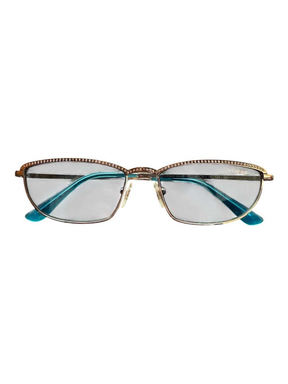 Vogue Teal Temple Gold Crystal-Stud Cat-Eye Glasses